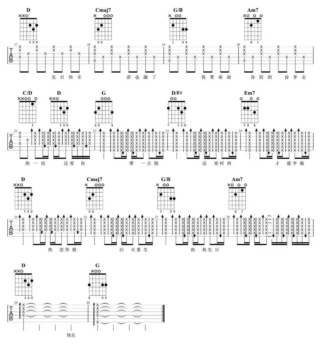 祝我快乐吉他谱_汪苏泷_G调弹唱72%单曲版 - 吉他世界